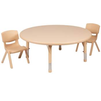 Flash Furniture 45" Round Plastic Height Adjustable Activity Table Set with 2 Chairs