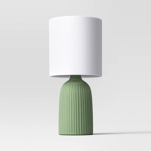 Fluted Ceramic Table Lamp: Etl Listed, Cotton/polyester Shade, No ...