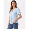 INSPIRE CHIC Women's Vintage Polka Dots Peter Pan Collar Puff Short Sleeve Shirt - 2 of 4