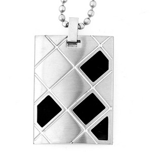 West Coast Jewelry Men's Geometric Design Dog Tag Two Tone Steel Necklace - 24" - 1 of 4