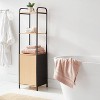 Corner Bath Wood Storage Tower Black Metal - Brightroom™ : Target