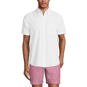 Lands' End Men's Short Sleeve Seersucker Shirt - 1 of 4