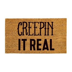 Evergreen 16 x 28 Inches Creepin it Real Door Mat | Non-Slip Rubber Backing | Dirt catching Natural Coir | Indoor and Outdoor Home Decor - 1 of 4