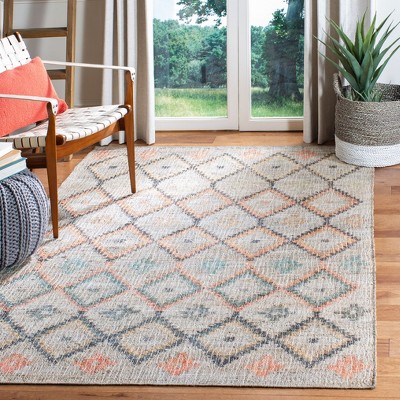Beige and Gold Flat Woven Wool Cotton Area Rug 6' x 9'