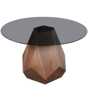 LeisureMod Nebo 47-Inch Modern Round Dining Table with Walnut Base and Glass/ Sintered Stone Top for Kitchen and Home - 1 of 4