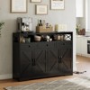 51" Black Buffet Cabinet with Adjustable Shelves, 4 Doors and 3 Drawers – Kitchen & Dining Room Storage Cabinet - 2 of 4