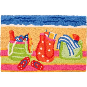 Jellybean Beach Gear Doormat – Vibrant Summer Welcome Mat with Towels, Flip-Flops & Beach Essentials for Indoor/Outdoor Use, 20"X30" - 1 of 3