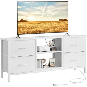 Gikpal Dresser TV Stand for 50 inch TV, Wide Dressers & Chests of Drawers with Charging Station & 4 PU Drawers Storage, Console Sofa Table for Bedroom - 1 of 4