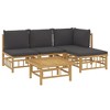 vidaXL 5-Piece Bamboo Patio Furniture Set - Sectional Sofa with Dark Gray Cushions & Table for Outdoor Garden Lounge - 3 of 4