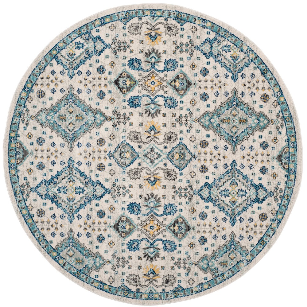 6'7in Medallion Round Area Rug Ivory/Light Blue - Safavieh