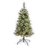 4ft Nearly Natural Pre-Lit LED Frosted Swiss Pine Artificial Christmas Tree Clear Lights