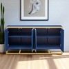 59.8" Mahogany Veneer Modern Sideboard Buffet Cabinet with Artistic Irregular Doors, Metal Legs & Adjustable Shelves for Kitchen, Dining Room - 3 of 4