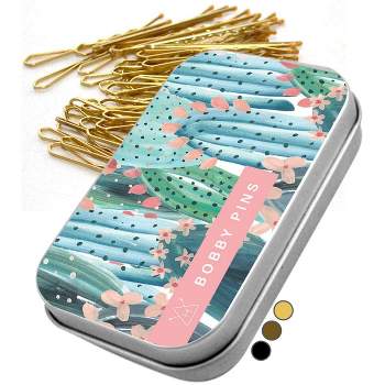 Hawwwy Bobby Pins with Cactus Style Case for Buns, 300 Pieces, Gold