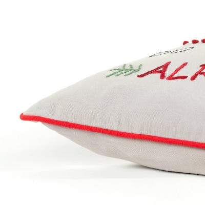 20"x20" White Cotton Embroidered Holiday Throw Pillow