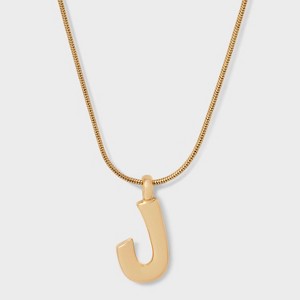 Round Snake Chain "J" Initial Necklace- A New Day™ Gold - 1 of 4