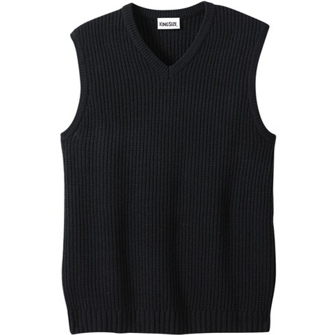 Kingsize Men's Big & Tall Shaker Knit V-neck Sweater Vest - 4xl, Black ...