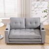 3-in-1 Upholstered Futon Sofa Convertible Sofa bed,Foldable Tufted Loveseat with Pull Out Sleeper Couch Bed,Folding Loveseat Daybed W/Side Pockets - 3 of 4