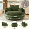 Lyngins Oversized 360° Swivel Accent Chair, Swivel Barrel Chair with Dual-Layer Cushions, Corduroy Upholstered Round Sofa Chair with Pillow Set - 2 of 4