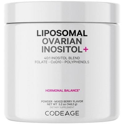Codeage Liposomal Ovarian Inositol Powder, Myo & D-Chiro-Inositol, Folate, CoQ10 Phytosome - 5.2 oz