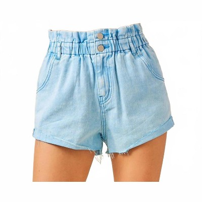 Women's The Roxi Shorts: Paper Bag Soft Denim Shorts - day + moon