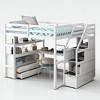 Full Size Loft Bed with Desk, Shelves, Storage Staircase, and 2 Drawers, Solid Wood Frame - 3 of 4