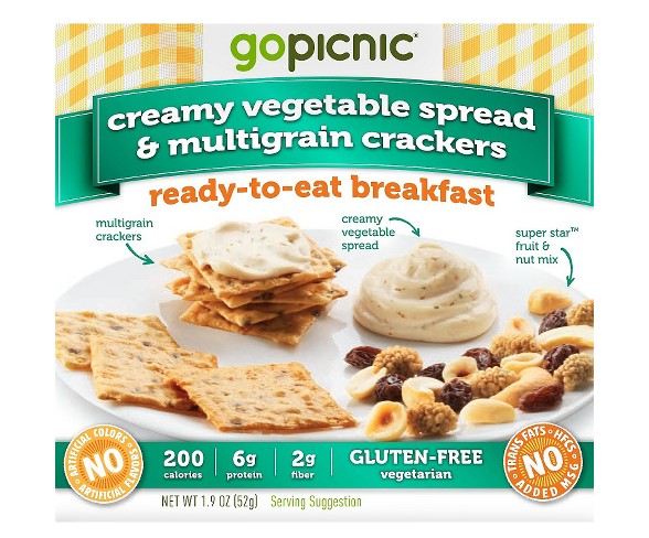 GoPicnic Creamy Garden Vegetable Spread & Multi-Grain Crackers 1.9oz