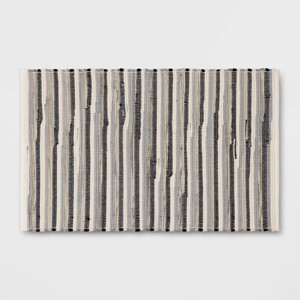 2'6"x4' Handloom Striped Woven Accent Rug Black/Gray - Room Essentials™: Entryway Rug, Indoor Use, Rug Pad Recommended - 1 of 4