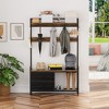 Hrinhom 33.1"W Wide Hall Tree with 2 Movable Drawers, Shoe Storage, Shelves and Garment Racks - 2 of 4