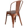 ADILE Metal Stackable Dining Chairs with Wood Seat, Copper - 3 of 4
