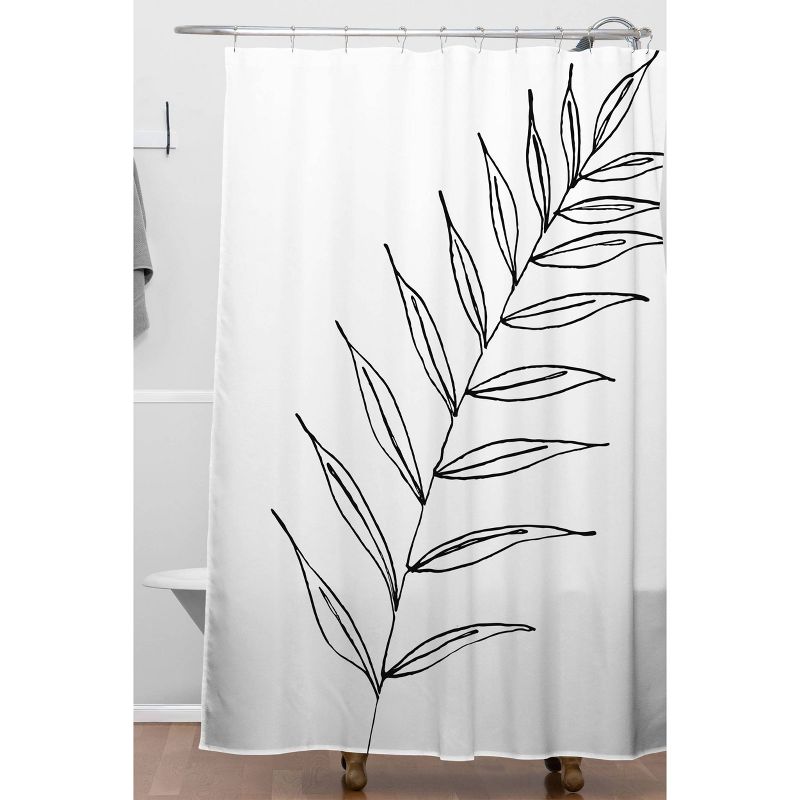 Kris Kivu Botanical Line Art Ink Leaf Shower Curtain White - Deny Designs, 3 of 7