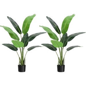 Artificial Bird of Paradise Plant, 5ft Faux Palm Tree Potted Plant, Faux Banana Leaf Tall Tropical Green Tree for Home and Office Decoration - 1 of 4