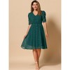 Allegra K Women's Metallic Stars Ruched Sleeve Elastic Waist V Neck A-line Dress - 4 of 4