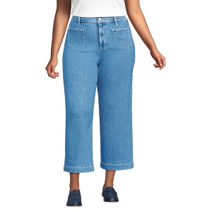 Lands' End Women's Denim High Rise Wide Leg Crop Jeans - 1 of 4