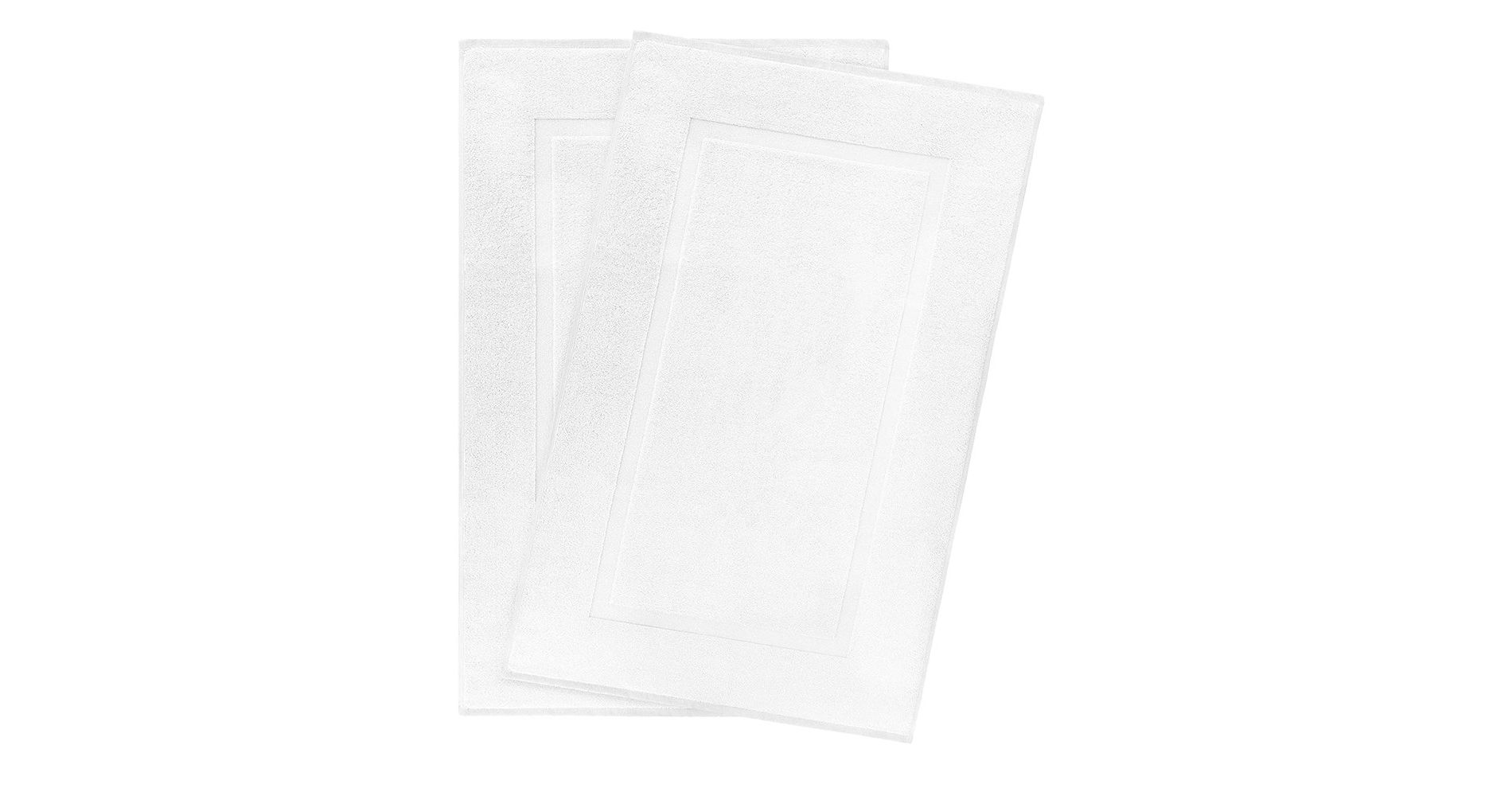American Soft Linen 100% Cotton Bath Mat Set, 2-Pack, 20 inch by 34 inch, Bath Mats for Bathroom, White