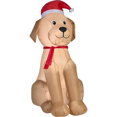 Gemmy Christmas Airblown Inflatable Golden Retriever OPP, 6 ft Tall, Multicolored