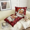 Santa Claus Christmas Pillow Covers 18x18 Set of 2 Red and Black Buffalo Plaid Xmas Snowflakes - 4 of 4