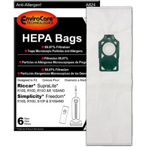 Riccar SupraLite and Simplicity Freedom Upright Vacuums with Green Bag Holder HEPA Filtration Vacuum Cleaner bags 6 pack - 1 of 4