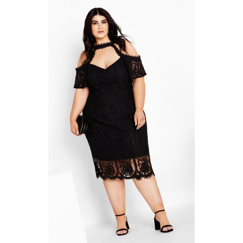 Women's Plus Size Pippa Lace Dress - black | CITY CHIC, 1 of 7