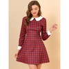 INSPIRE CHIC Women's Peter Pan Collar Fit and Flare Mini Plaid Tartan A Line Dresses - 4 of 4