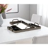 HomeRoots Set of Two Pewter Aluminum And Mirrored Glass Handmade Serving Trays - 2 of 4