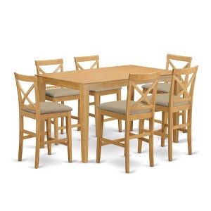 East West Furniture, 7 Pc counter height Dining room set-pub Table and 6 bar stools with backs - 1 of 1
