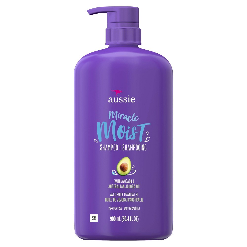 Aussie Paraben-Free Miracle Moist Shampoo with Avocado & Jojoba for Dry Hair, 30.4 Fluid Ounce.