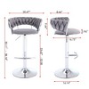 DSVIMOY Counter and Bar Stool Set Swivel Adjustable Velvet Seat with Chrome Footrest for Modern Spaces, Gray, 25.98"*12.99"*20.66" - 3 of 4