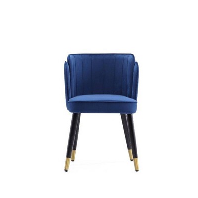 Royal Blue Velvet Upholstered Dining Chair with Gold Trim