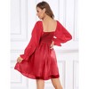 Womens Puff Sleeve Square Neck Puffy Dress Babydoll Mesh Mini Dress - 4 of 4