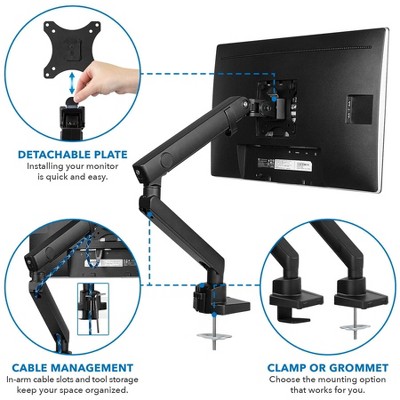 Black Adjustable Aluminum and Steel Monitor Desk Mount