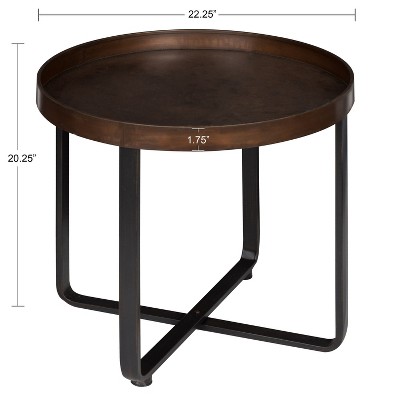 Zabel Round Bronze and Black Metal End Table, 24.5"