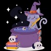 Girl's Design By Humans Halloween Kitty Cauldron By machmigo T-Shirt - 2 of 2