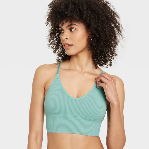 Women's Ribbed Seamless Longline Bralette - Auden™ Tidal Flow M : Target