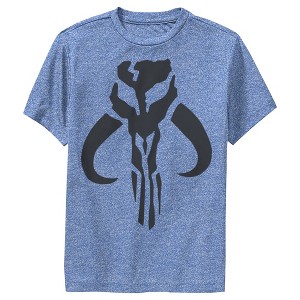 Boy's Star Wars The Mandalorian Mythosaur Skull Logo Performance Tee - 1 of 4